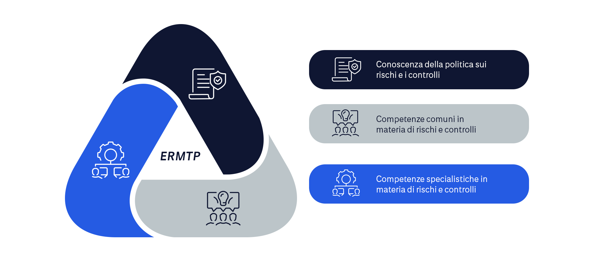 Enterprise Risk Management Training Program Conoscenza della politica sui rischi e i controlli Competenze comuni in materia di rischi e controlli Competenze specialistiche in materia di rischi e controlli