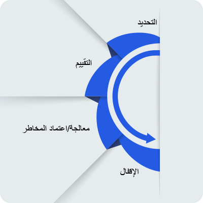 المراحل في الدورة الحياتية لإدارة المشاكل: التحديد، والتقييم، والمعالجة/اعتماد المخاطر والإقفال