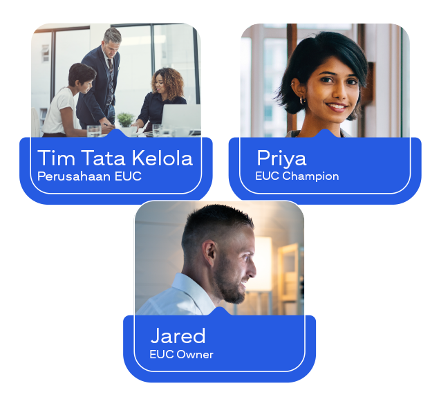 Gambar Tim Tata Kelola Perusahaan EUC, Priya: EUC Champion, Jared: EUC Owner