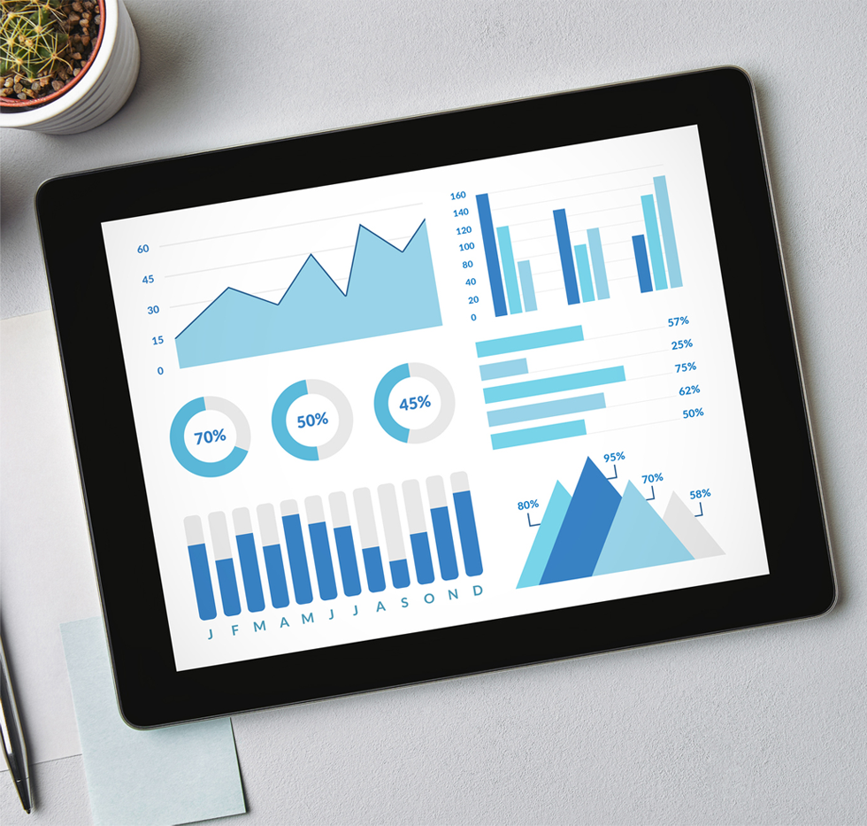 Image of computer screen depicting charts and graphs